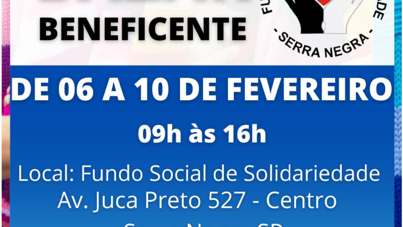 Bazar Beneficente do Fundo Social será de 6 a 10 de fevereiro