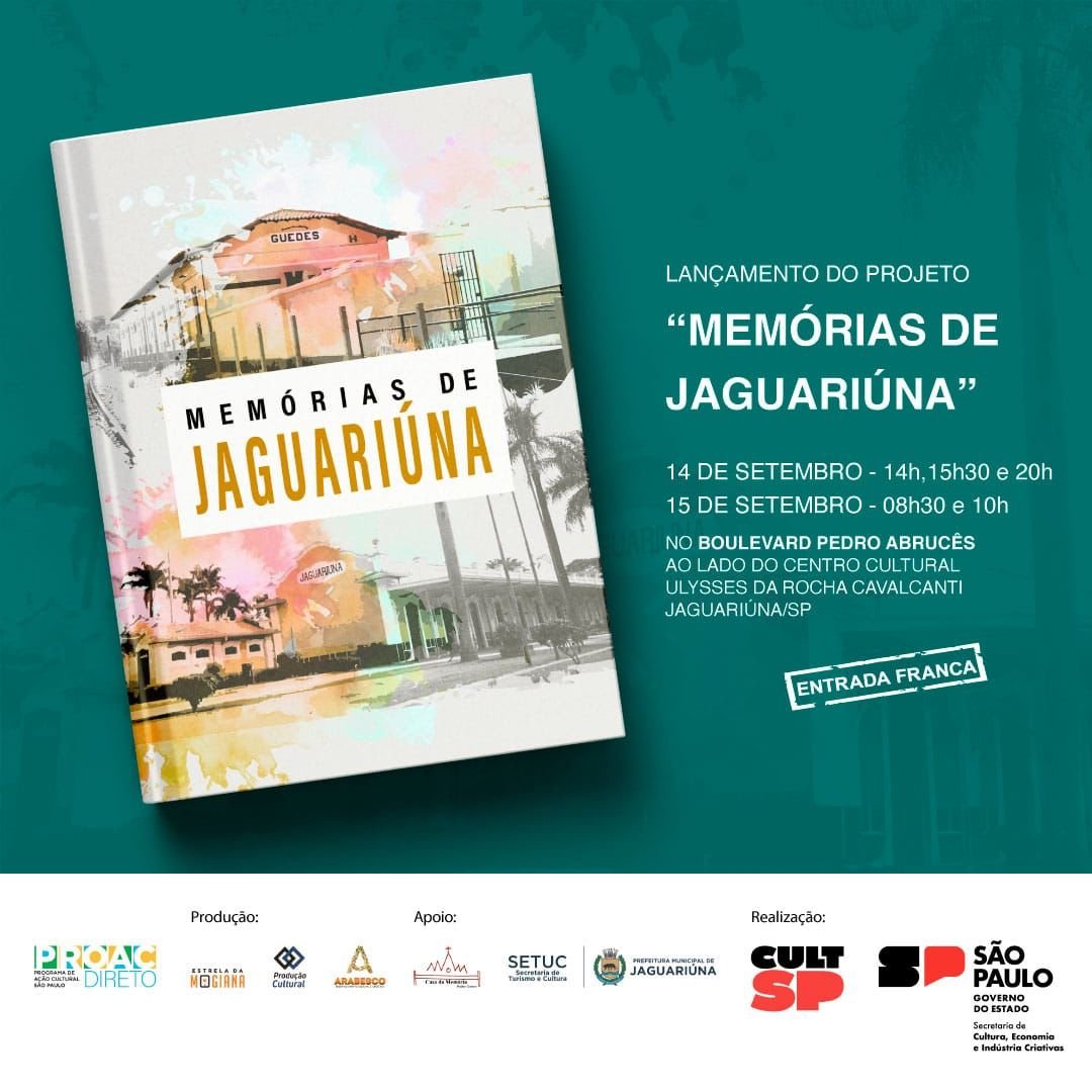 PROJETO MEMÓRIAS DE JAGUARIÚNA SERÁ LANÇADO NO BOULEVARD DO CENTRO CULTURAL