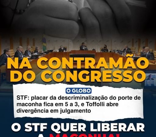 A decisão do Supremo Tribunal Federal (STF) de despenalizar o porte de maconha para uso pessoal tem gerado debates intensos. Até o momento, o placar está em 5 votos a favor da descriminalização e 3 votos contra1. No entanto, o ministro Dias Toffoli pediu vista, adiando a decisão final2.