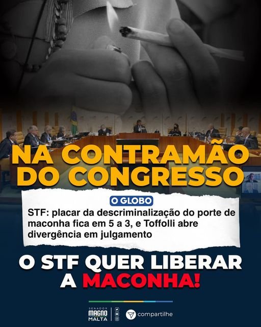 A decisão do Supremo Tribunal Federal (STF) de despenalizar o porte de maconha para uso pessoal tem gerado debates intensos. Até o momento, o placar está em 5 votos a favor da descriminalização e 3 votos contra1. No entanto, o ministro Dias Toffoli pediu vista, adiando a decisão final2.