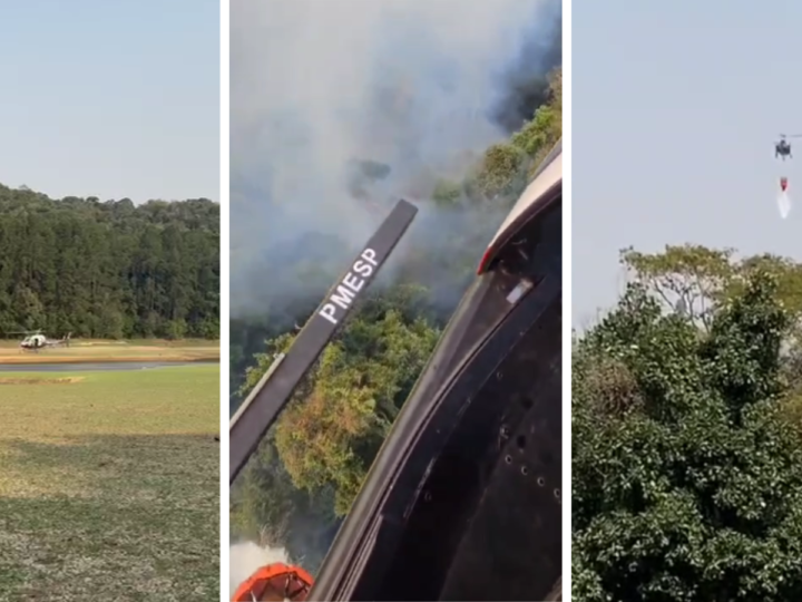 Helicópteros da PM auxiliam combate a incêndios em vegetações de quase 40 cidades de SP