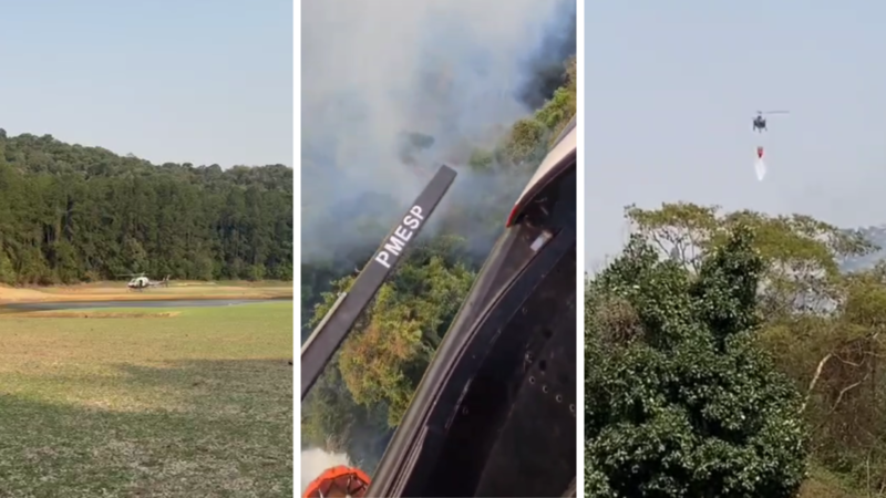 Helicópteros da PM auxiliam combate a incêndios em vegetações de quase 40 cidades de SP