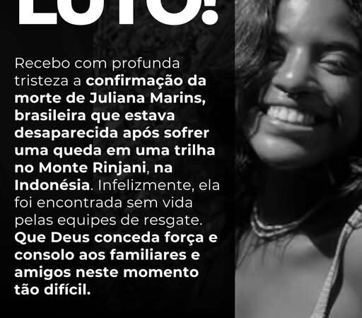 Após longa demora e gigante incompetência no resgate, brasileira desaparecida no Monte Rinjani é encontrada sem vida…..Recebemos com profunda tristeza a confirmação da morte da brasileira Juliana Marins, que estava desaparecida após sofrer uma queda durante uma trilha no Monte Rinjani, na Indonésia. Infelizmente, Juliana foi encontrada sem vida pelas equipes de resgate após uma operação marcada por demora e dificuldades no acesso ao local.
