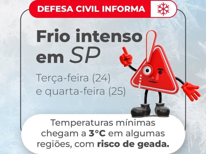 DEFESA CIVIL DE JAGUARIÚNA ALERTA PARA FRIO INTENSO NESTA SEMANA