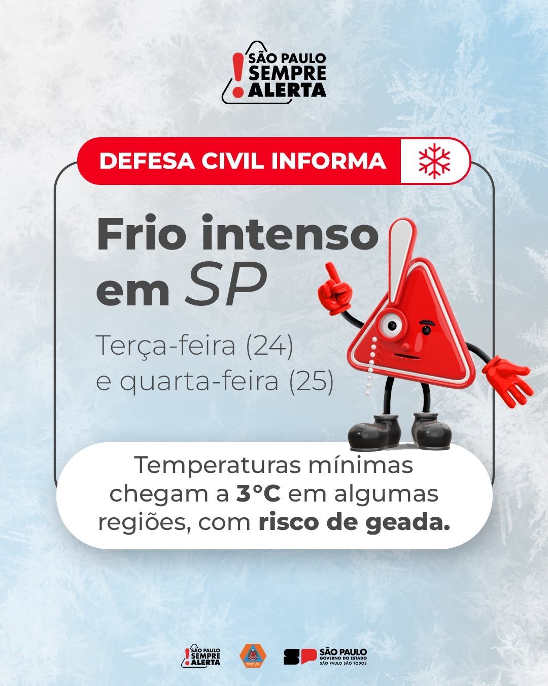 DEFESA CIVIL DE JAGUARIÚNA ALERTA PARA FRIO INTENSO NESTA SEMANA