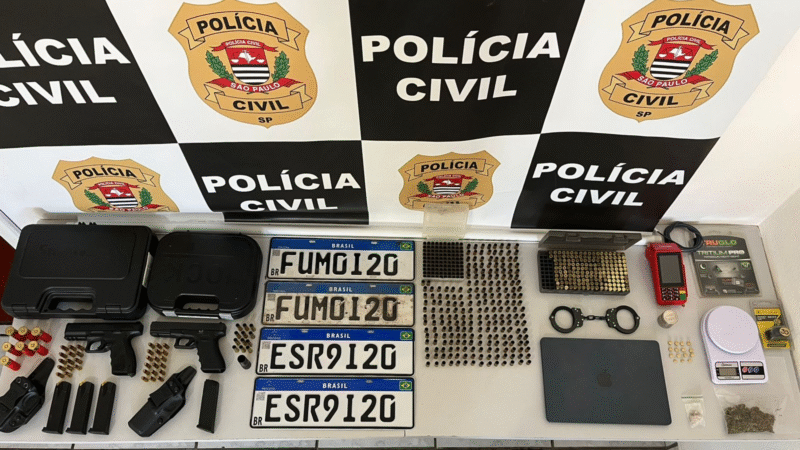 Polícia Civil deflagra “Operação Dublê” em Monte Alegre do Sul e apreende armas, munições e drogas