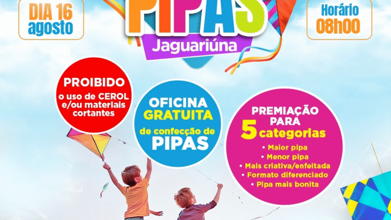FESTIVAL MUNICIPAL DE PIPAS TERÁ PREMIAÇÃO EM CINCO CATEGORIAS