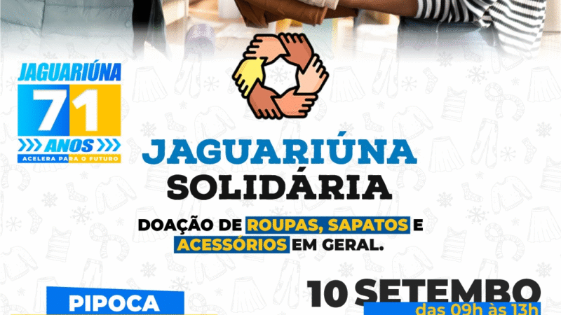 EDIÇÃO ESPECIAL DO JAGUARIÚNA SOLIDÁRIA ACONTECERÁ NESTA QUARTA NO BOULEVARD
