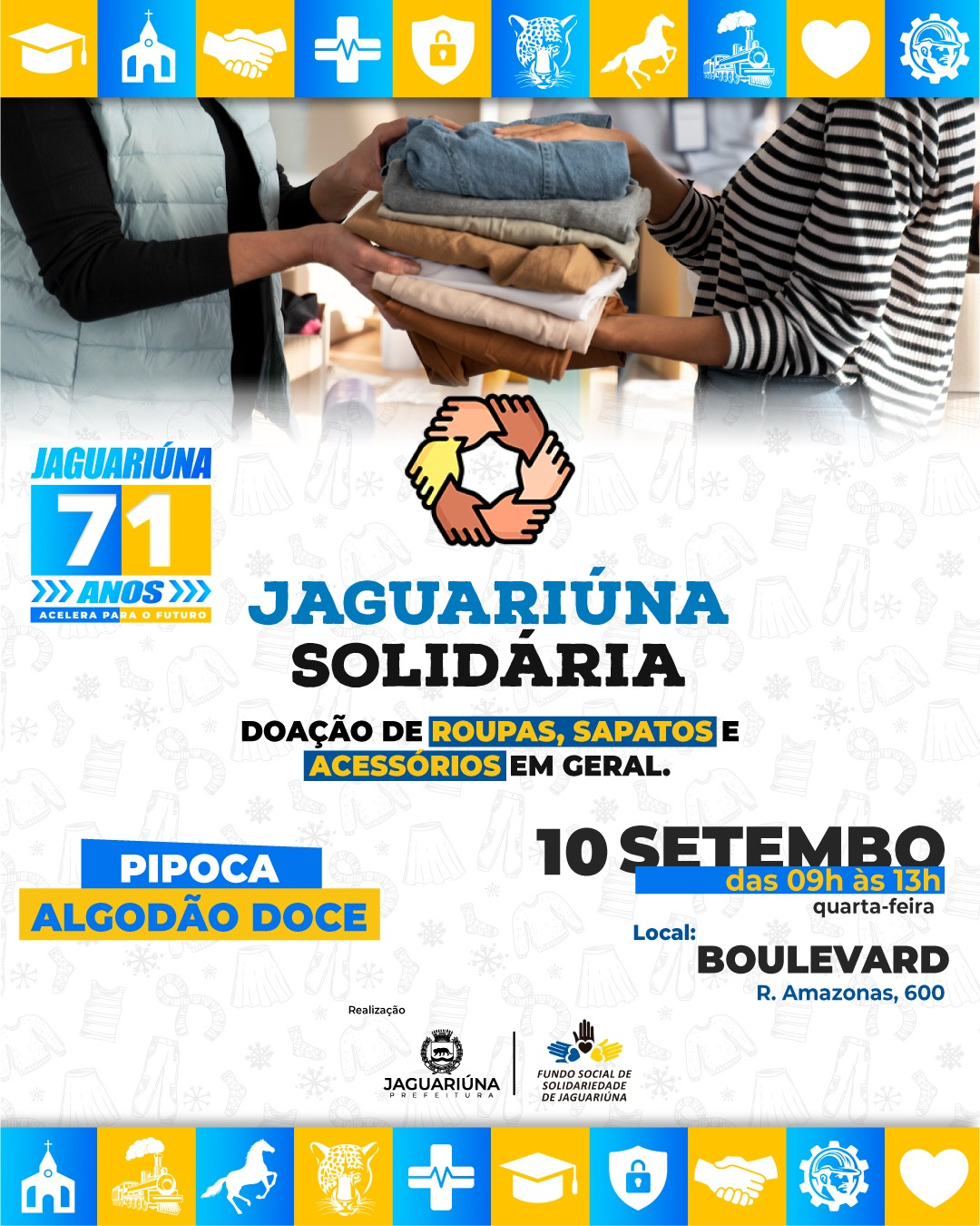 EDIÇÃO ESPECIAL DO JAGUARIÚNA SOLIDÁRIA ACONTECERÁ NESTA QUARTA NO BOULEVARD