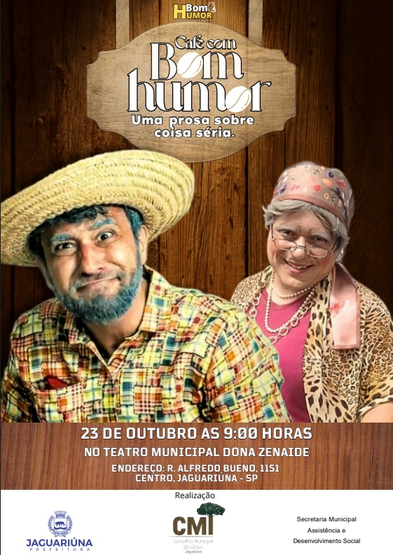 NESTA QUINTA TEM ESPETÁCULO ‘CAFÉ COM BOM HUMOR’ NO TEATRO MUNICIPAL