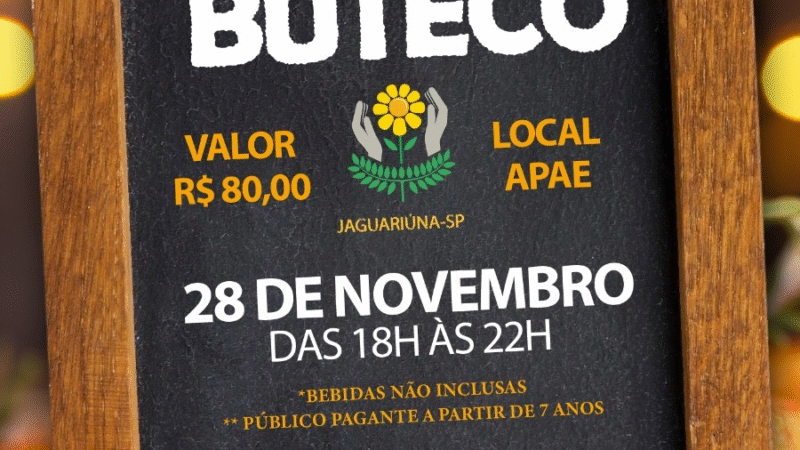 APAE DE JAGUARIÚNA TERÁ ‘COMIDA DE BUTECO’ NO PRÓXIMO DIA 28