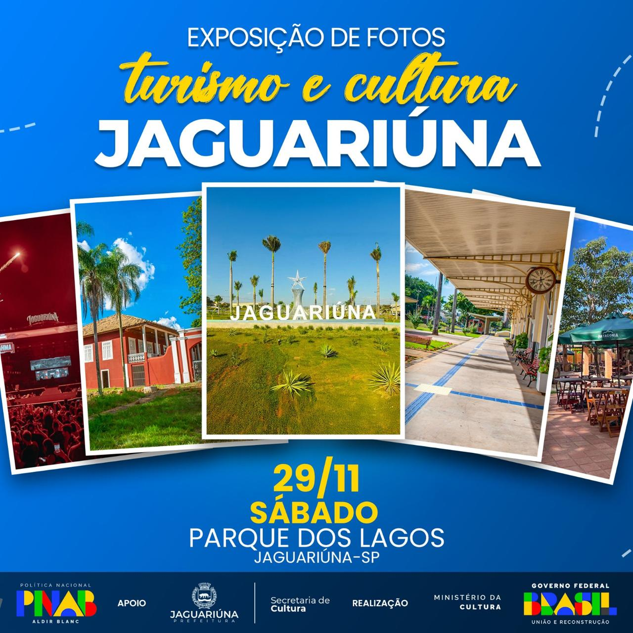 EXPOSIÇÃO ‘TURISMO E CULTURA DE JAGUARIÚNA’ NESTE SÁBADO NO PARQUE DOS LAGOS
