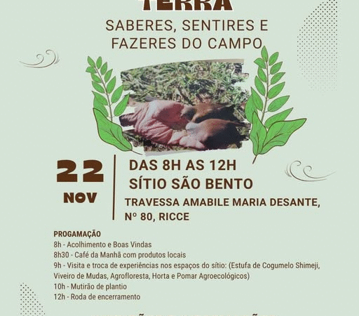 Para celebrar o Dia da Consciência Ambiental, será realizado em Pedreira, o 1º Workshop Cultura da Terra