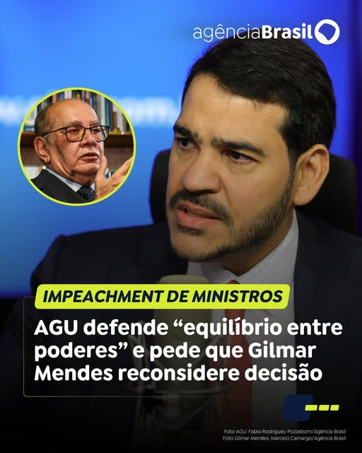 AGU | A Advocacia-Geral da União pediu nessa quarta-feira (3) ao ministro Gilmar Mendes, do Supremo Tribunal Federal (STF), a reconsideração de decisão que entendeu que somente a Procuradoria-Geral da República (PGR) pode entrar com pedidos de impeachment de integrantes da Corte.