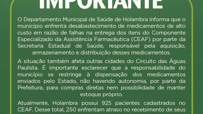 CIDADES DO CIRCUITO DAS ÁGUAS PAULISTA ENFRENTAM FALTA DE REMÉDIOS DE ALTO CUSTO — PACIENTES SEM ATENDIMENTO E MUNICÍPIOS SEM AUTONOMIA PARA COMPRAR