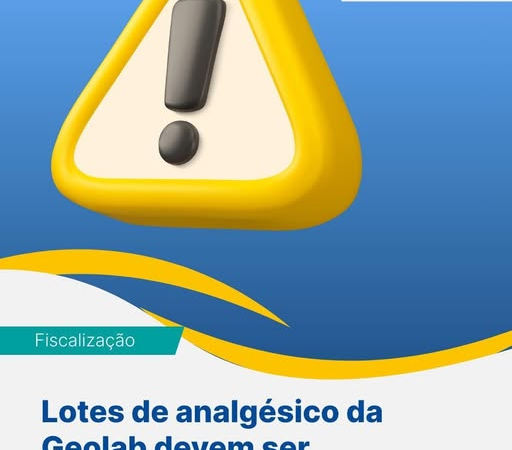 A Anvisa determinou o recolhimento de diversos lotes do medicamento Paracetamol+Fosfato de Codeína, fabricado pela Geolab Indústria Farmacêutica