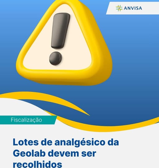 A Anvisa determinou o recolhimento de diversos lotes do medicamento Paracetamol+Fosfato de Codeína, fabricado pela Geolab Indústria Farmacêutica