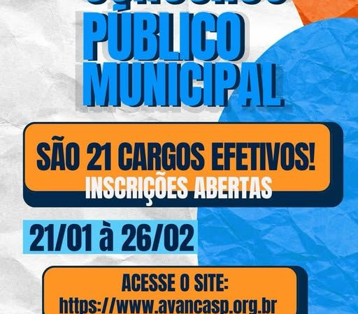 CONCURSO PÚBLICO 2026 – INSCRIÇÕES ABERTAS
