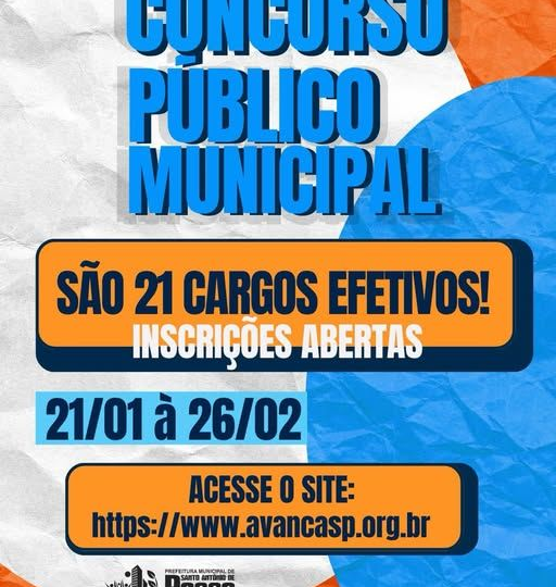 CONCURSO PÚBLICO 2026 – INSCRIÇÕES ABERTAS