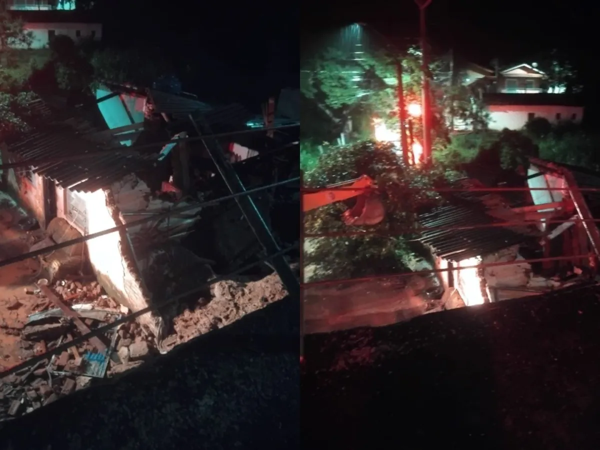 DESLIZAMENTO DE TERRA ATINGE RESIDÊNCIAS EM SERRA NEGRA