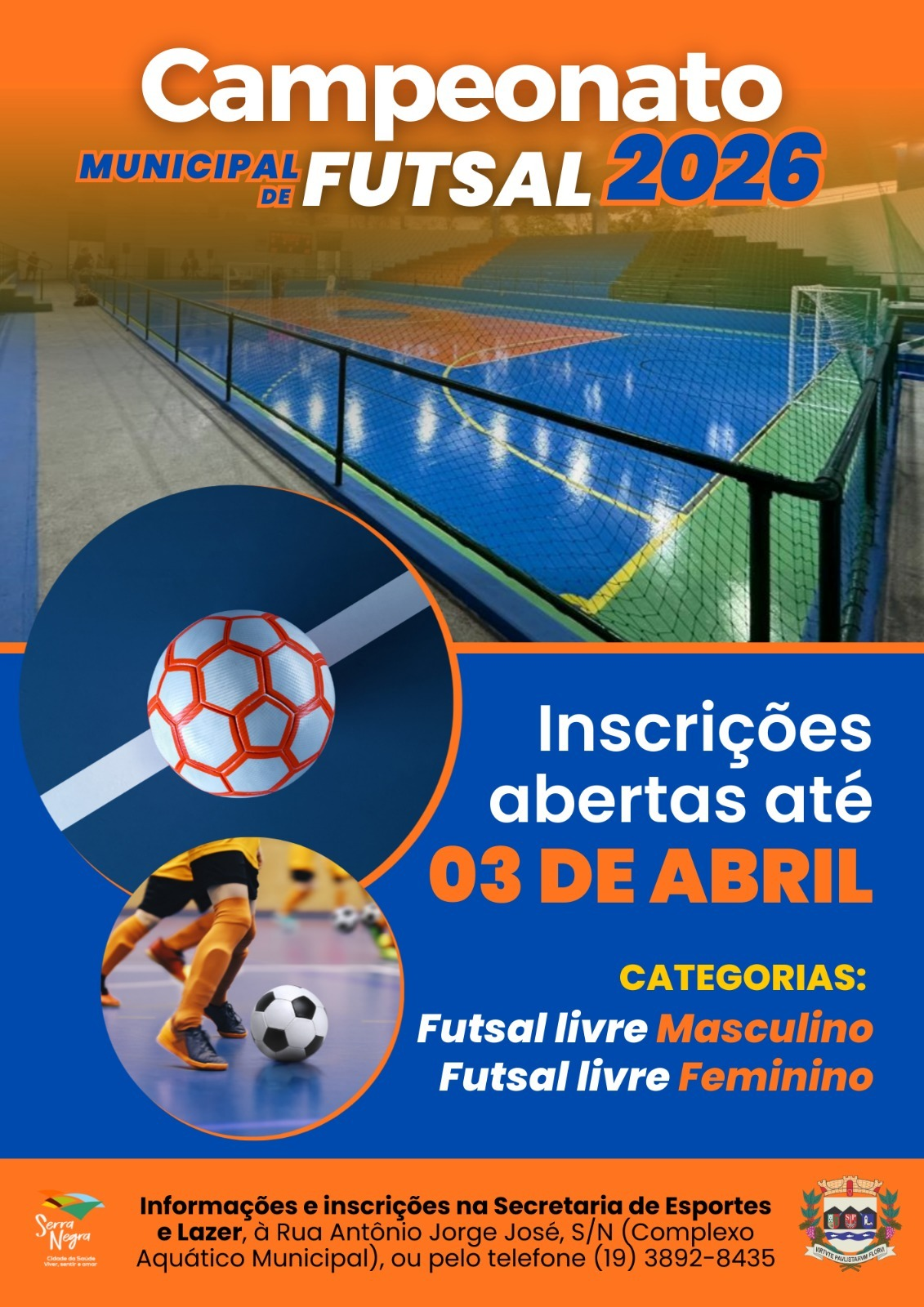 Abertas as inscrições para o Campeonato Municipal de Futsal