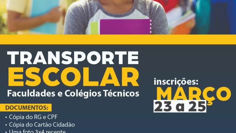 EDUCAÇÃO REABRE INSCRIÇÕES PARA AUXÍLIO TRANSPORTE INTERMUNICIPAL PARA ESTUDANTES