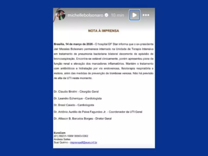 Bolsonaro apresenta piora na função renal e segue internado em UTI de Brasília