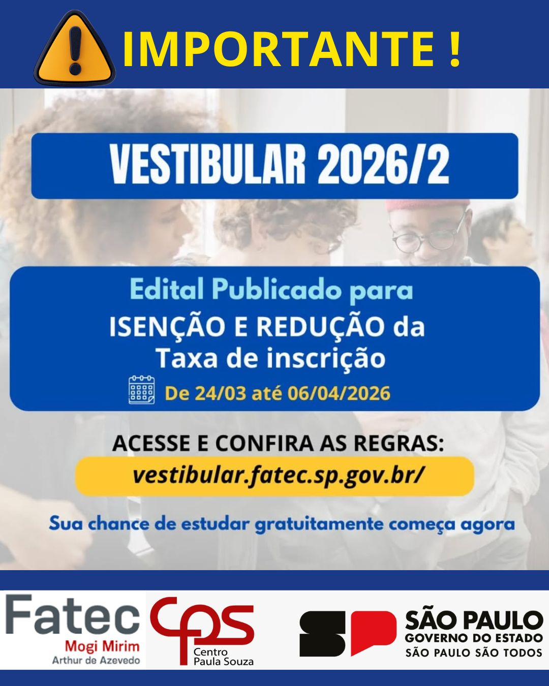 🎓✨ Seu futuro começa com uma oportunidade!Já pensou em estudar em uma instituição pública, gratuita e de qualidade? 💙
