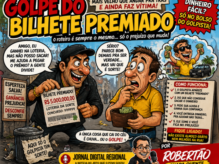 GOLPE DO BILHETE PREMIADO SOBREVIVE EM 2026 E MOSTRA QUE A ESPERANÇA DE FICAR RICO FÁCIL AINDA VENCE O BOM SENSO