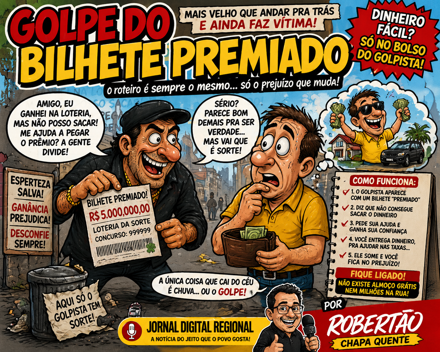 GOLPE DO BILHETE PREMIADO SOBREVIVE EM 2026 E MOSTRA QUE A ESPERANÇA DE FICAR RICO FÁCIL AINDA VENCE O BOM SENSO