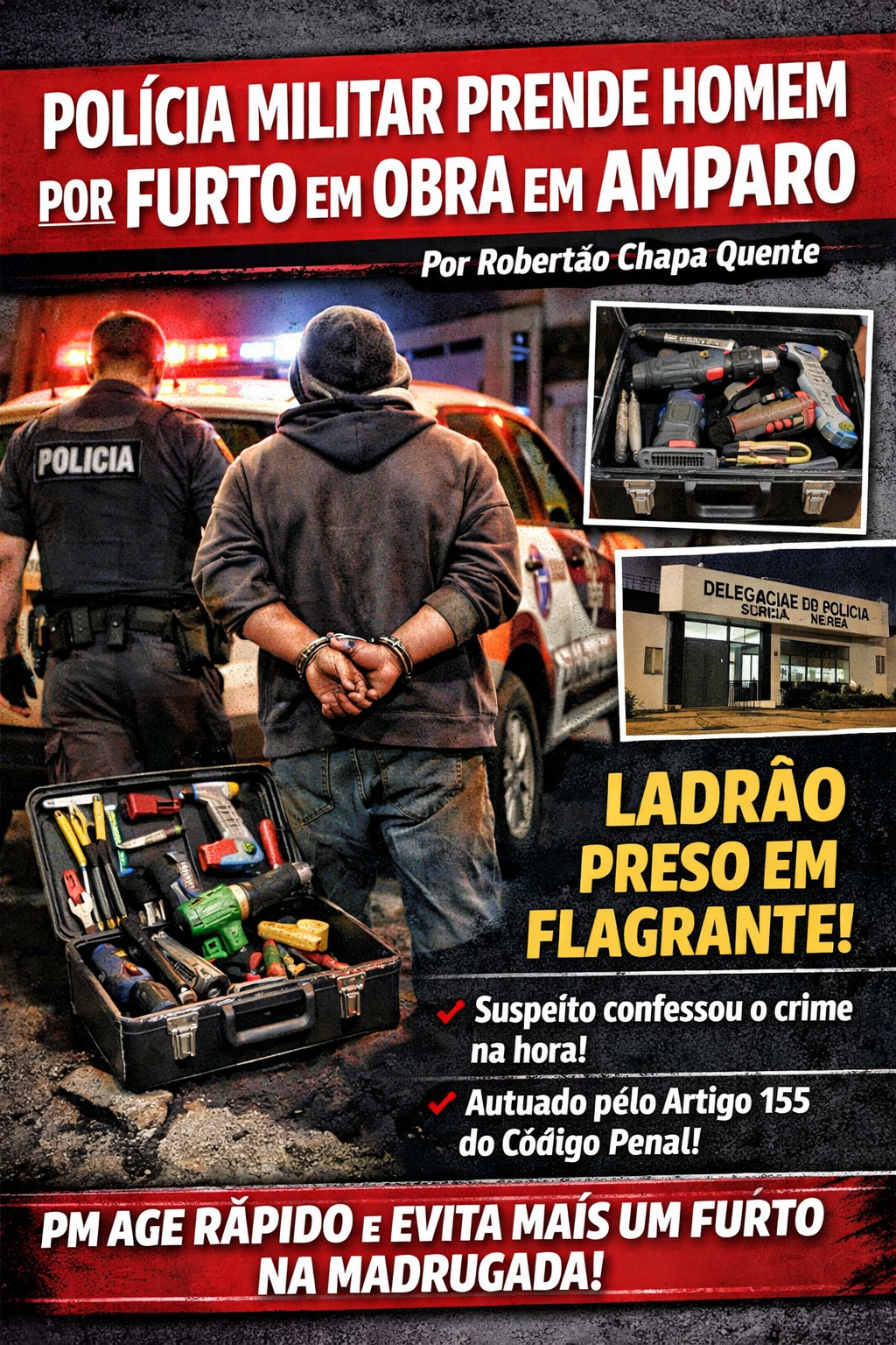 Polícia Militar prende homem por furto em obra em Amparo