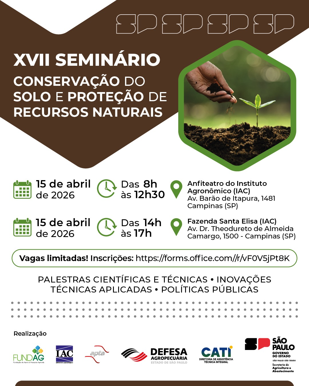 Seminário estadual sobre conservação do solo e proteção de recursos naturais acontece em Campinas (SP)