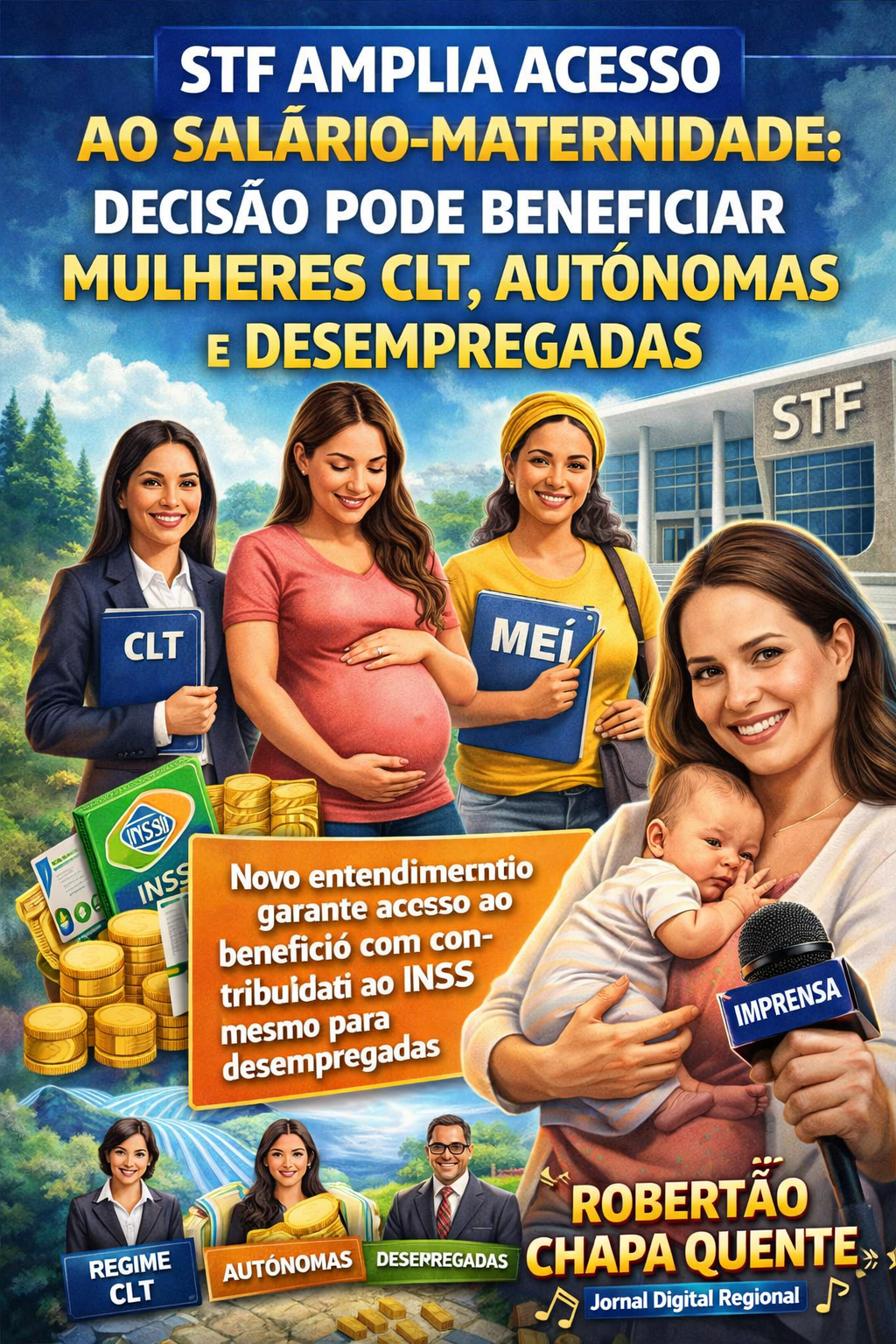 STF AMPLIA ACESSO AO SALÁRIO-MATERNIDADE: DECISÃO PODE BENEFICIAR MULHERES CLT, AUTÔNOMAS E DESEMPREGADAS .