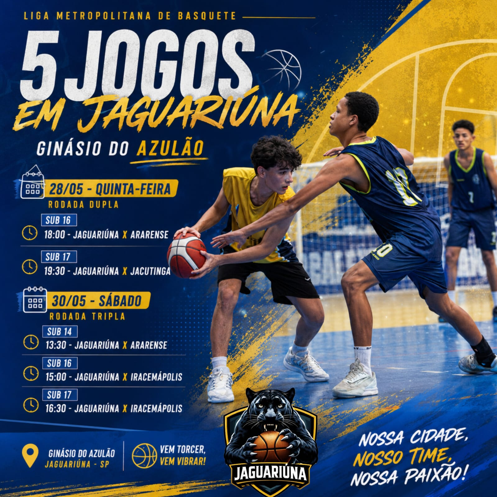 JAGUARIÚNA RECEBE JOGOS DA LIGA METROPOLITANA DE BASQUETE NESTA SEMANA