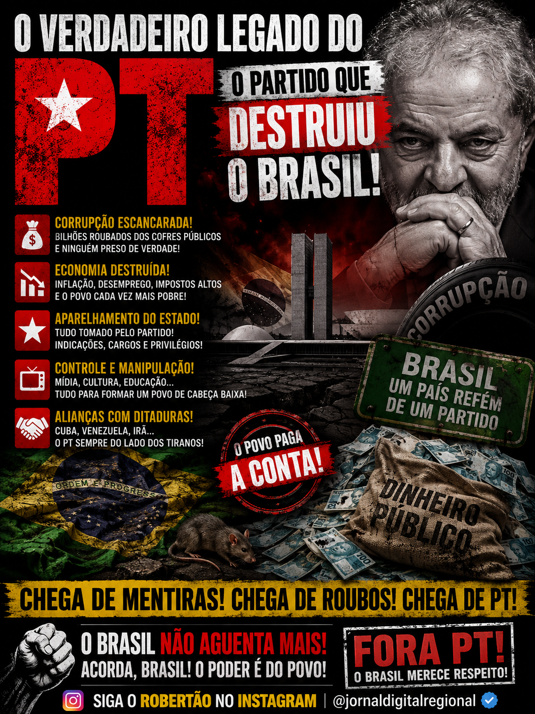 🚨 DENÚNCIA POLÍTICA: O LEGADO DO PT SOB JULGAMENTO DA POPULAÇÃO 🚨