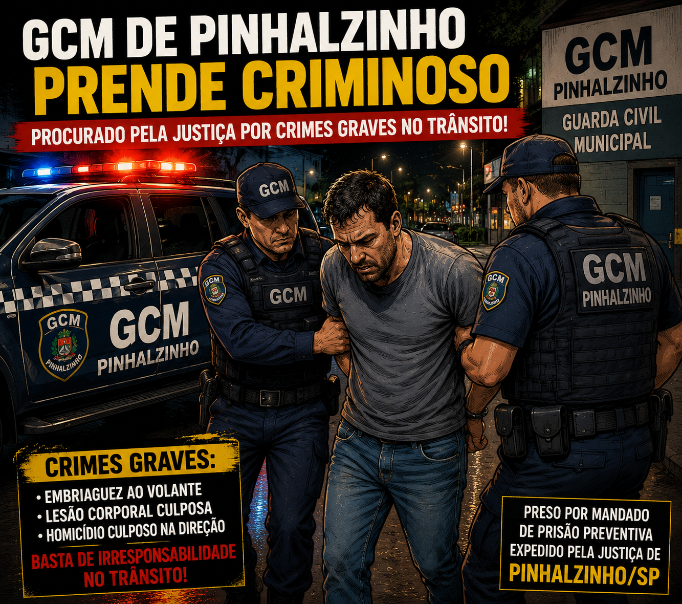 BOMBA EM PINHALZINHO: MOTORISTA COM HISTÓRICO DE EMBRIAGUEZ, LESÕES E MORTE NO TRÂNSITO É PRESO — ATÉ QUANDO VIDAS SERÃO COLOCADAS EM RISCO?