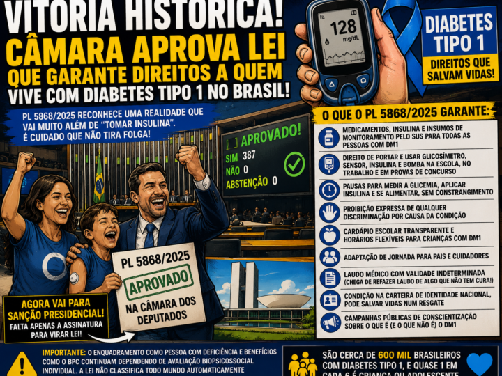 VITÓRIA HISTÓRICA: CÂMARA APROVA LEI QUE GARANTE DIREITOS A QUEM VIVE COM DIABETES TIPO 1 NO BRASIL