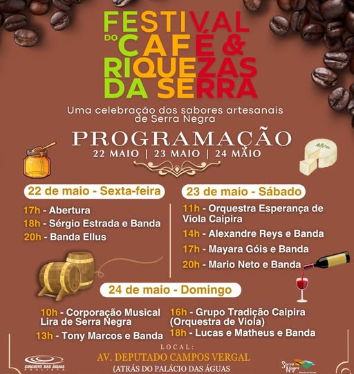 SERRA NEGRA – Serra Negra se prepara para o Festival do Café & Riquezas da Serra .