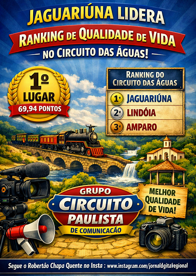 JAGUARIÚNA LIDERA RANKING DE QUALIDADE DE VIDA NO CIRCUITO DAS ÁGUAS