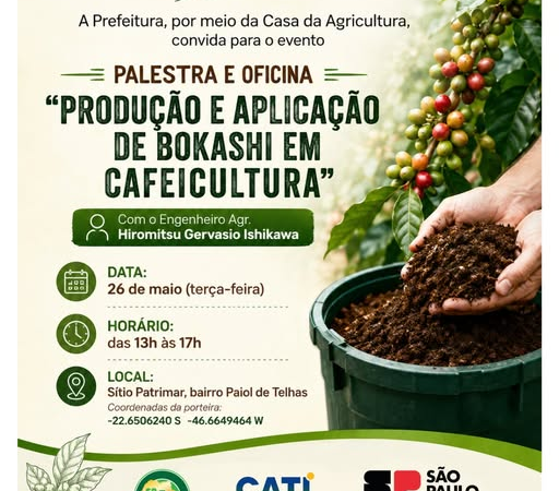 Curso sobre Produção e Aplicação de Bokashi na Cafeicultura será realizado em Monte Alegre do Sul