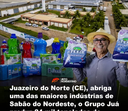 O Grupo Juá é uma das maiores indústrias de produtos de limpeza e higiene do Nordeste, sediada em Juazeiro do Norte – CE.