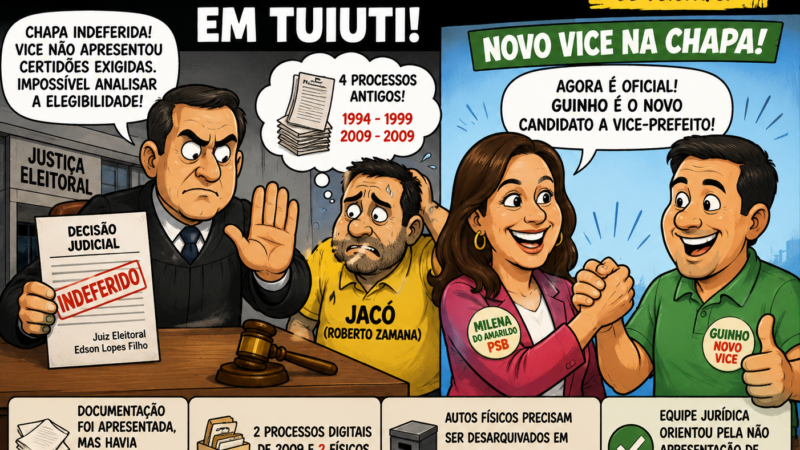 JUSTIÇA BARRA VICE E CHAPA MUDA ÀS PRESSAS EM TUIUTI