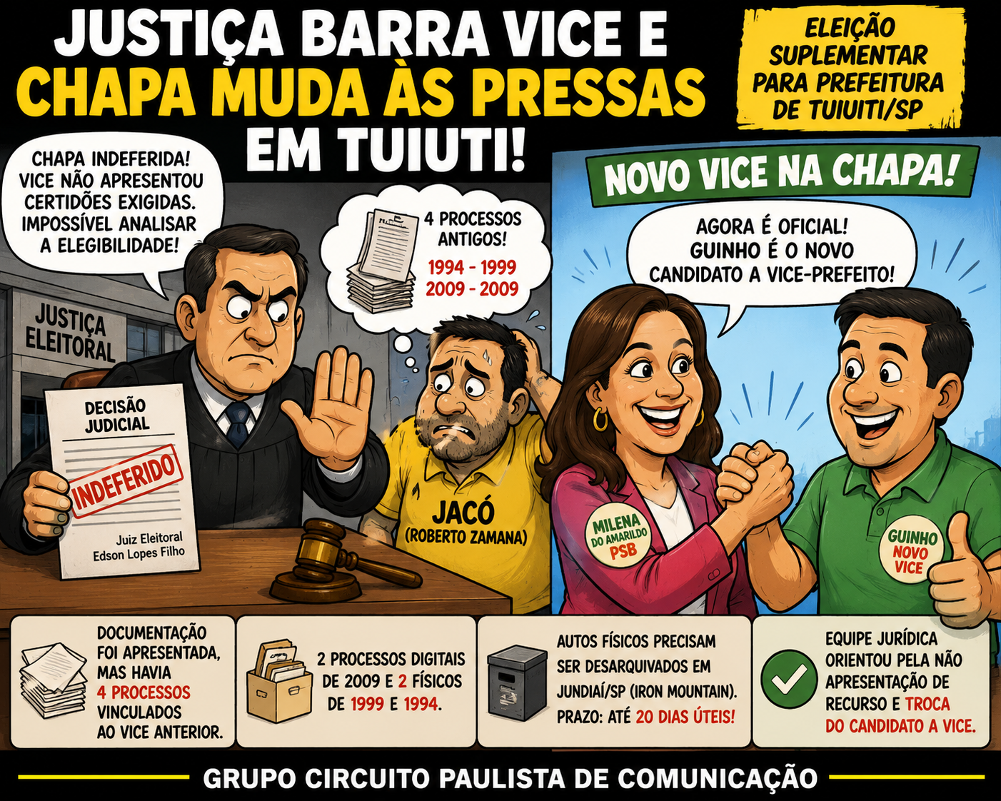 JUSTIÇA BARRA VICE E CHAPA MUDA ÀS PRESSAS EM TUIUTI