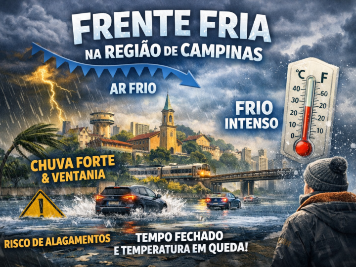 FRENTE FRIA AVANÇA E MUDA O TEMPO NA REGIÃO DE CAMPINAS COM CHUVA FORTE E QUEDA DE TEMPERATURA