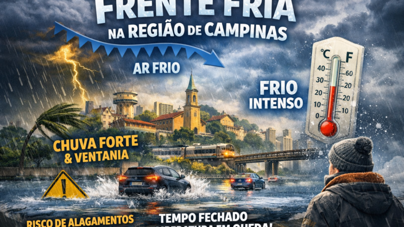 FRENTE FRIA AVANÇA E MUDA O TEMPO NA REGIÃO DE CAMPINAS COM CHUVA FORTE E QUEDA DE TEMPERATURA