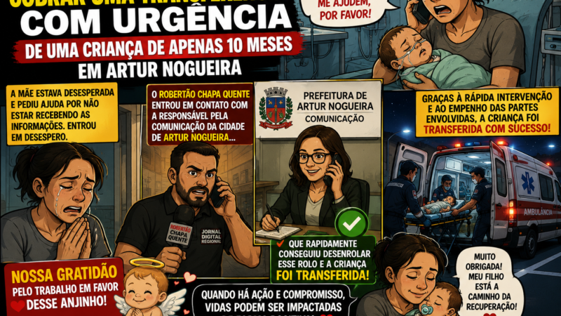 URGENTE: BEBÊ DE 10 MESES É TRANSFERIDO APÓS PEDIDO DE AJUDA E MOBILIZAÇÃO EM ARTUR NOGUEIRA