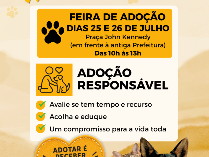 SERRA NEGRA – Feira de Adoção de Animais acontece nos dias 25 e 26 de julho em Serra Negra…