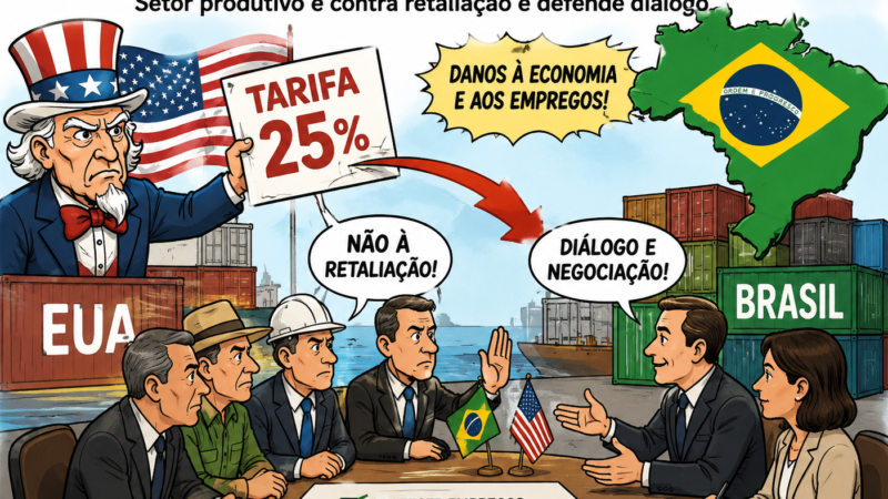 SETOR PRODUTIVO REJEITA RETALIAÇÃO DO BRASIL APÓS NOVA TARIFA DOS ESTADOS UNIDOS