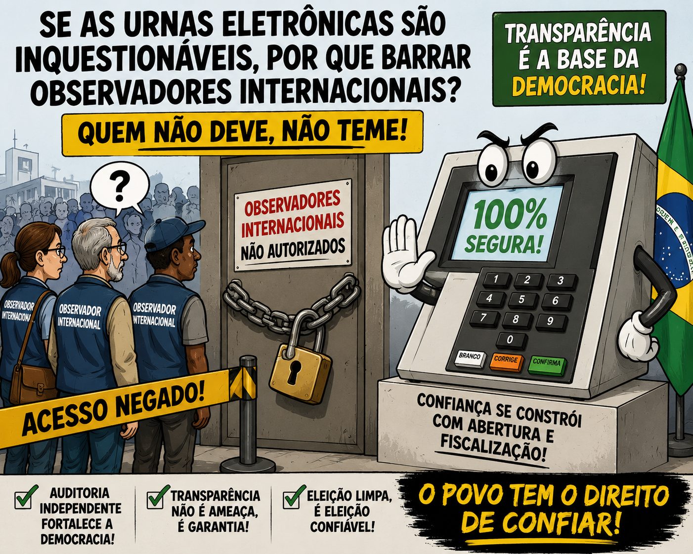 SE AS URNAS ELETRÔNICAS SÃO CONSIDERADAS SEGURAS, POR QUE NÃO AMPLIAR A PRESENÇA DE OBSERVADORES INTERNACIONAIS?