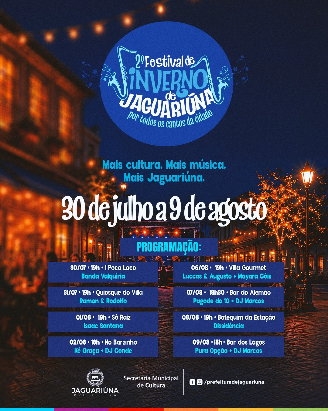 2ª EDIÇÃO DO FESTIVAL DE INVERNO ‘POR TODOS OS CANTOS DA CIDADE’ COMEÇA HOJE